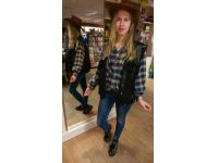 Geblokte blouse met zwarte bolero maat XL r bl