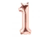 Cijfer 1 rose-gold Folieballon 85cm hoog