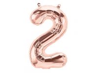 Cijfer 2 rose-gold Folieballon 85cm hoog