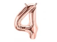 Cijfer 4 rose-gold Folieballon 85cm hoog
