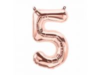 Cijfer 5 rose-gold Folieballon 85cm hoog