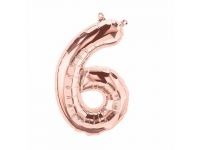 Cijfer 6 rose-gold Folieballon 85cm hoog