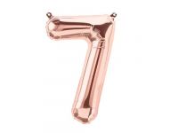 Cijfer 7 rose-gold Folieballon 85cm hoog