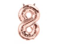 Cijfer 8 rose-gold Folieballon 85cm hoog