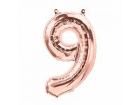 Cijfer 9 rose-gold Folieballon 85cm hoog