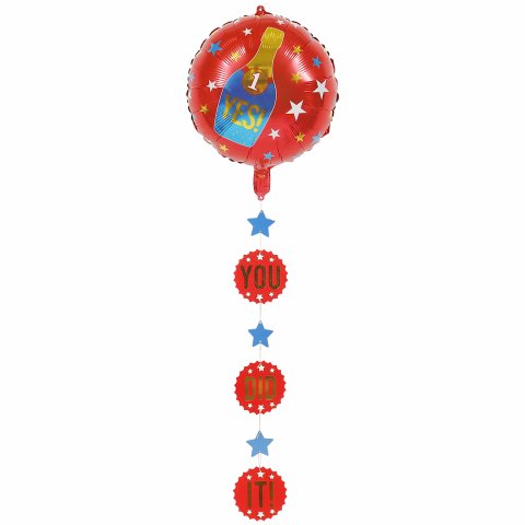 Geslaagd folieballon met hanger rood foto