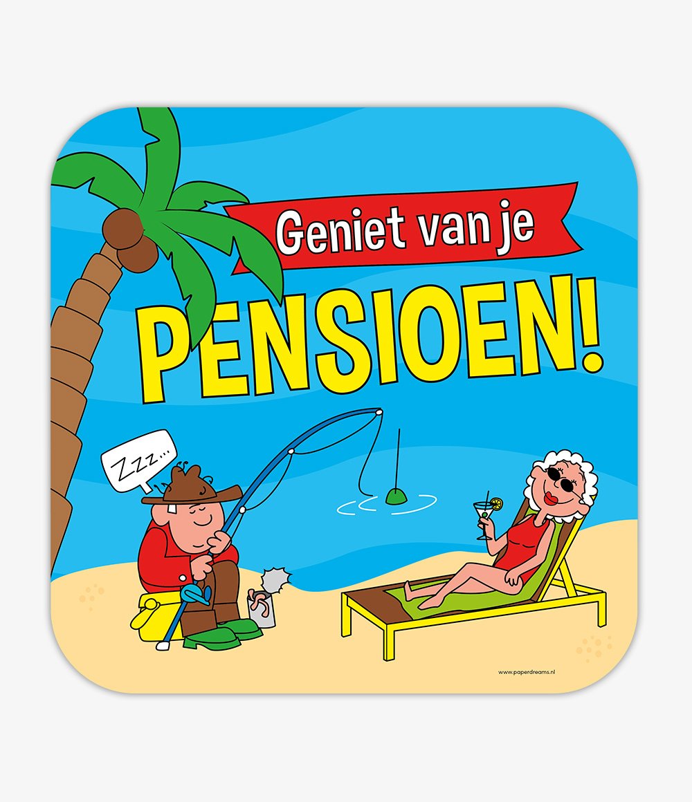 huldeschild pensioen cartoon foto