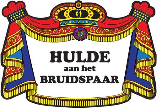 kroonschild hulde aan het bruidspaar foto