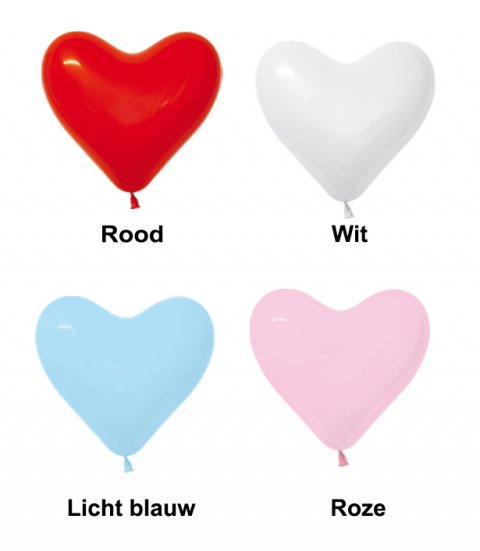 10 Hart ballonnen ( rood wit roze blauw) foto